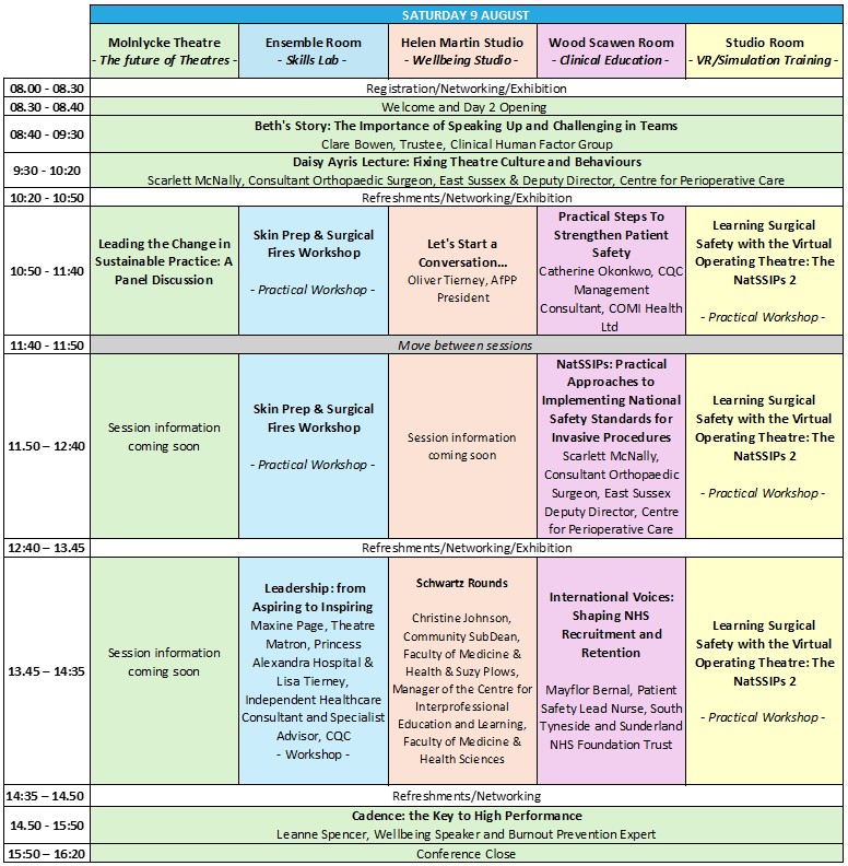 Saturday Agenda