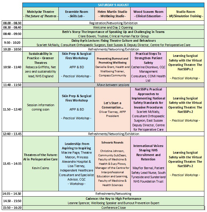Saturday Agenda