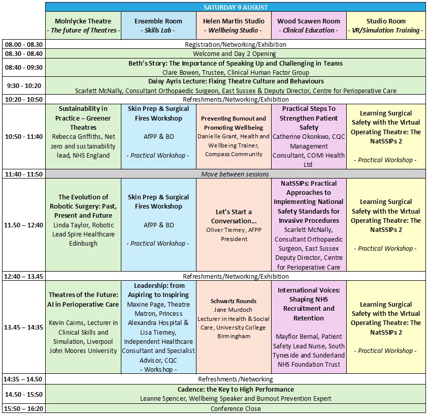 Saturday Agenda